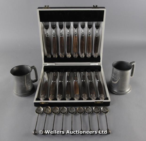 "Nine silver golfing trophy spoons, each with ball terminal, the bowl engraved EGC, Birmingham