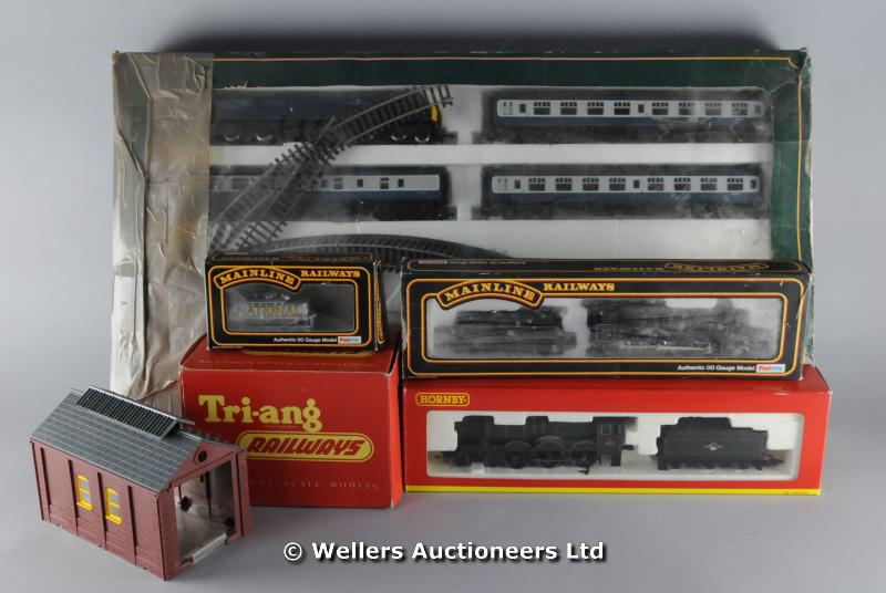 "Triang Railway accessories including Engine Shed; Waiting Room; Water Tower; Signal Box; and