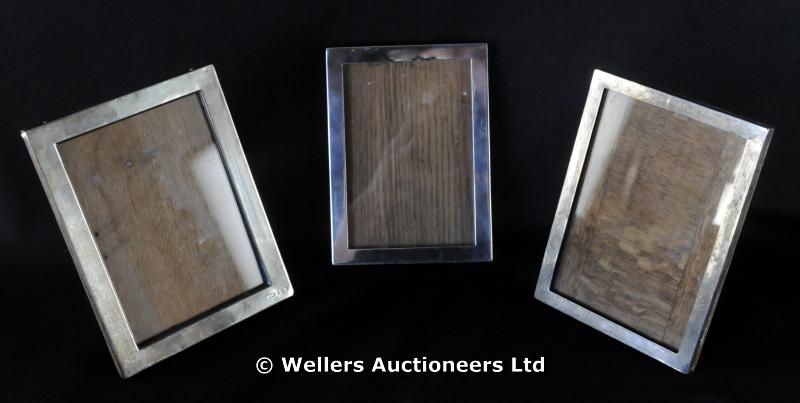 "Three plain silver photograph frames, various dates & makers, 16.5cm max "