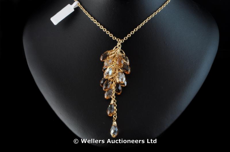 Gold plated drop pendant with Swarovski crystals