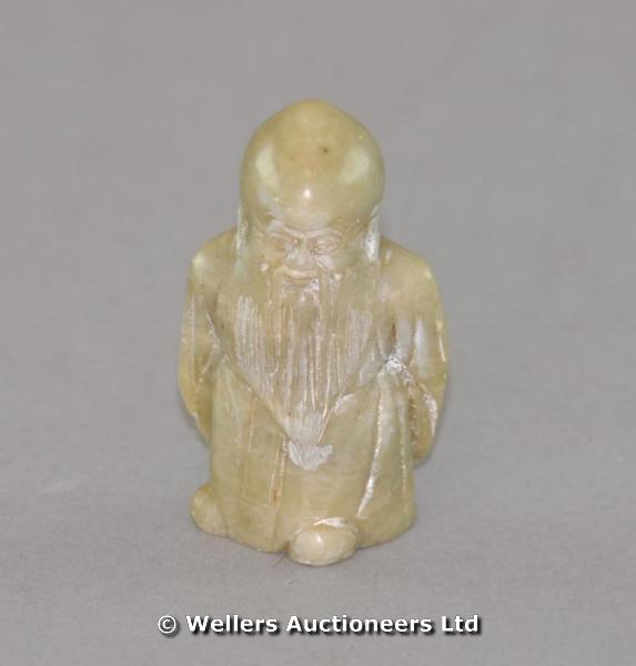 "Chinese hardstone figure of a bearded sage, 6cm high"