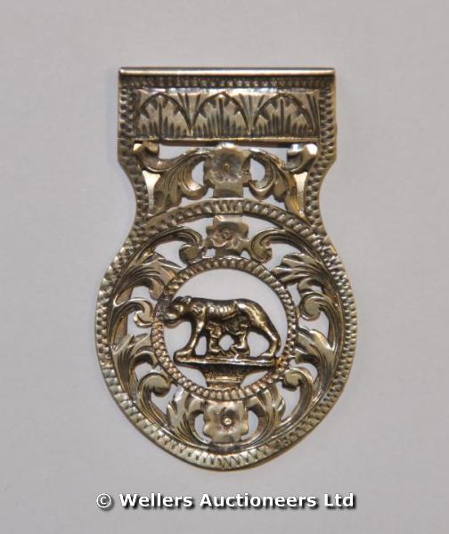 "An early 20thC German silver bookmark clip, central tiger decoration"