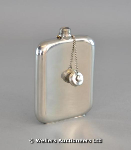 "A Mappin & Webb silver plated spirit flask, 13cm"