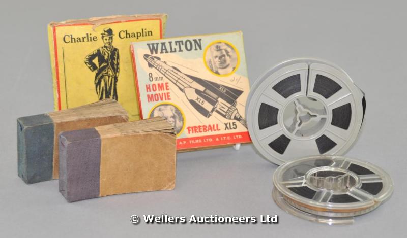 "Two early 20thC flicker books, `Making to Bed` and `Ballet`; and Charlie Chaplin & Fireball XL5 8mm