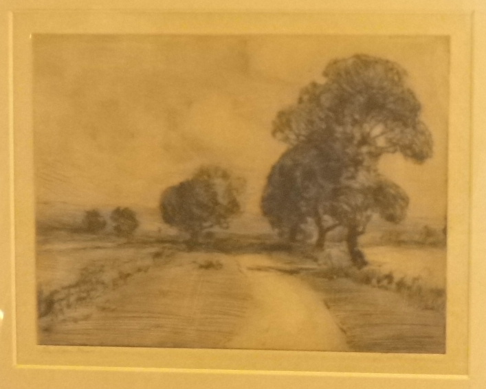 John Atkinson 1863-1924 pencil sketch `T he Open Road` Moss Gallery Exhibition label 1981 8"x6"