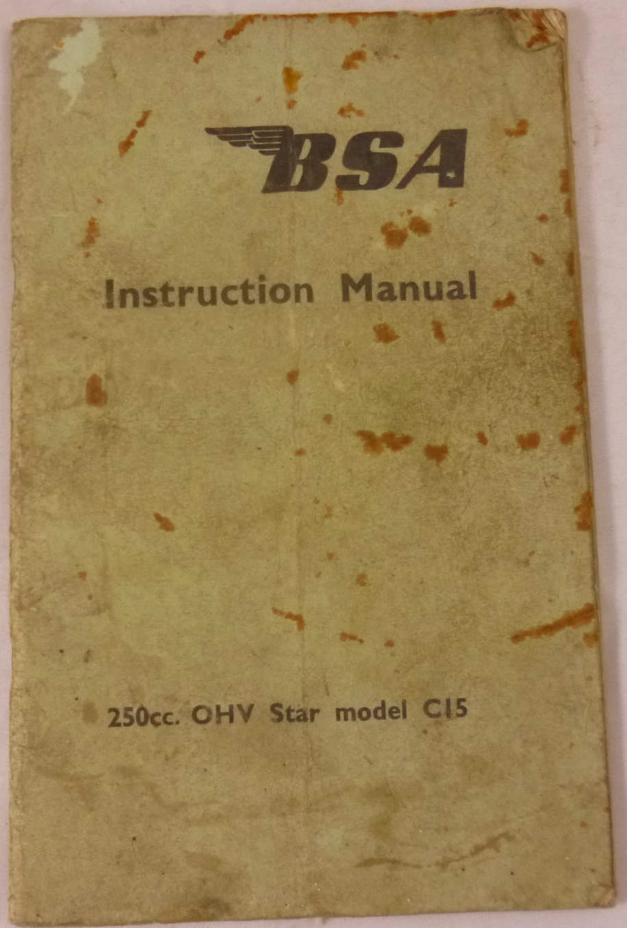 BSA 250cc OHV Star Model Instruction manual