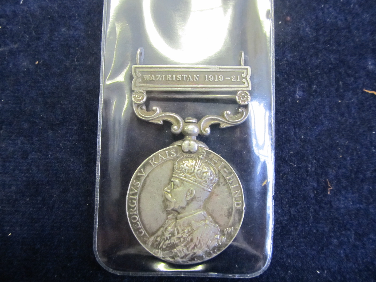 IGS GV with Waziristan 1919-21 clasp named 4388 Sep Mehar Singh 20 Infy. (1) GF.