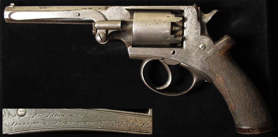 Adams.442 Cal (54 bore) percussion revolver. Unfluted 5 shot cylinder with London proof marks and