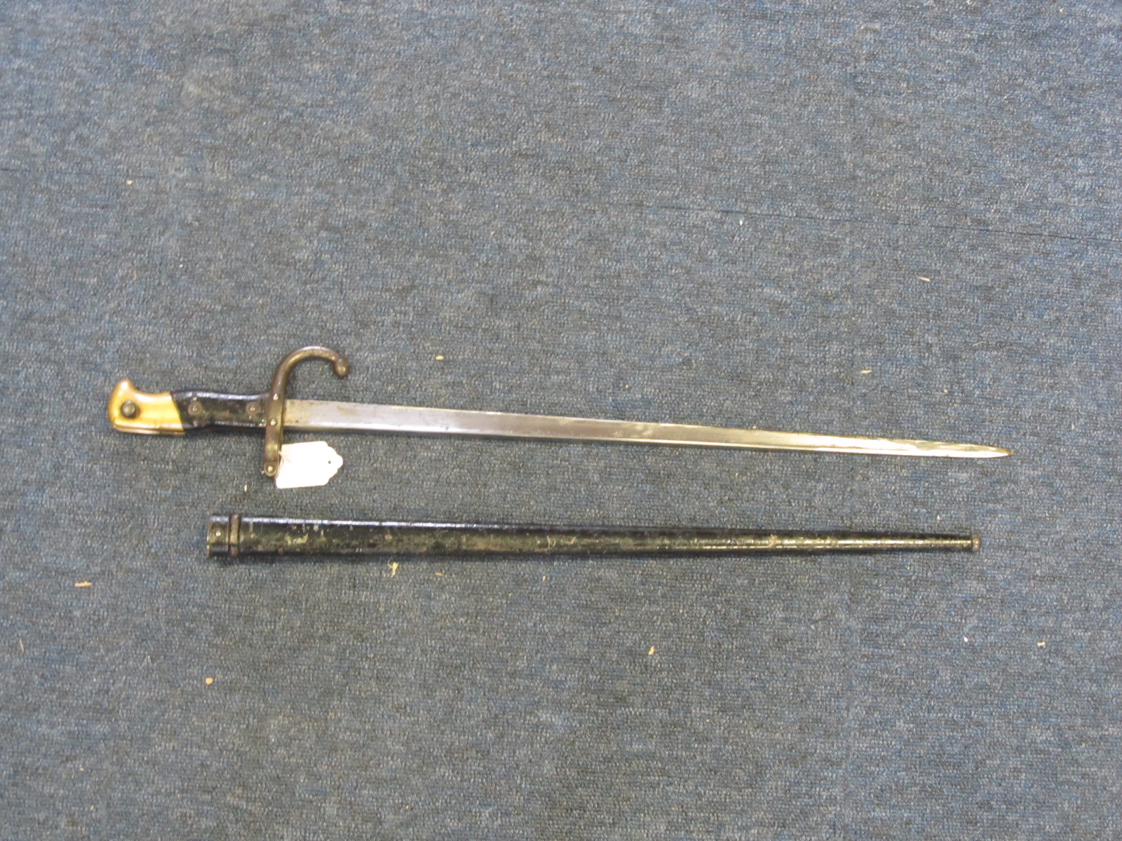 French Model 1874 Gras Epee Bayonet made at St Etienne in 1876. Clean Blade 20 1/2". In its black