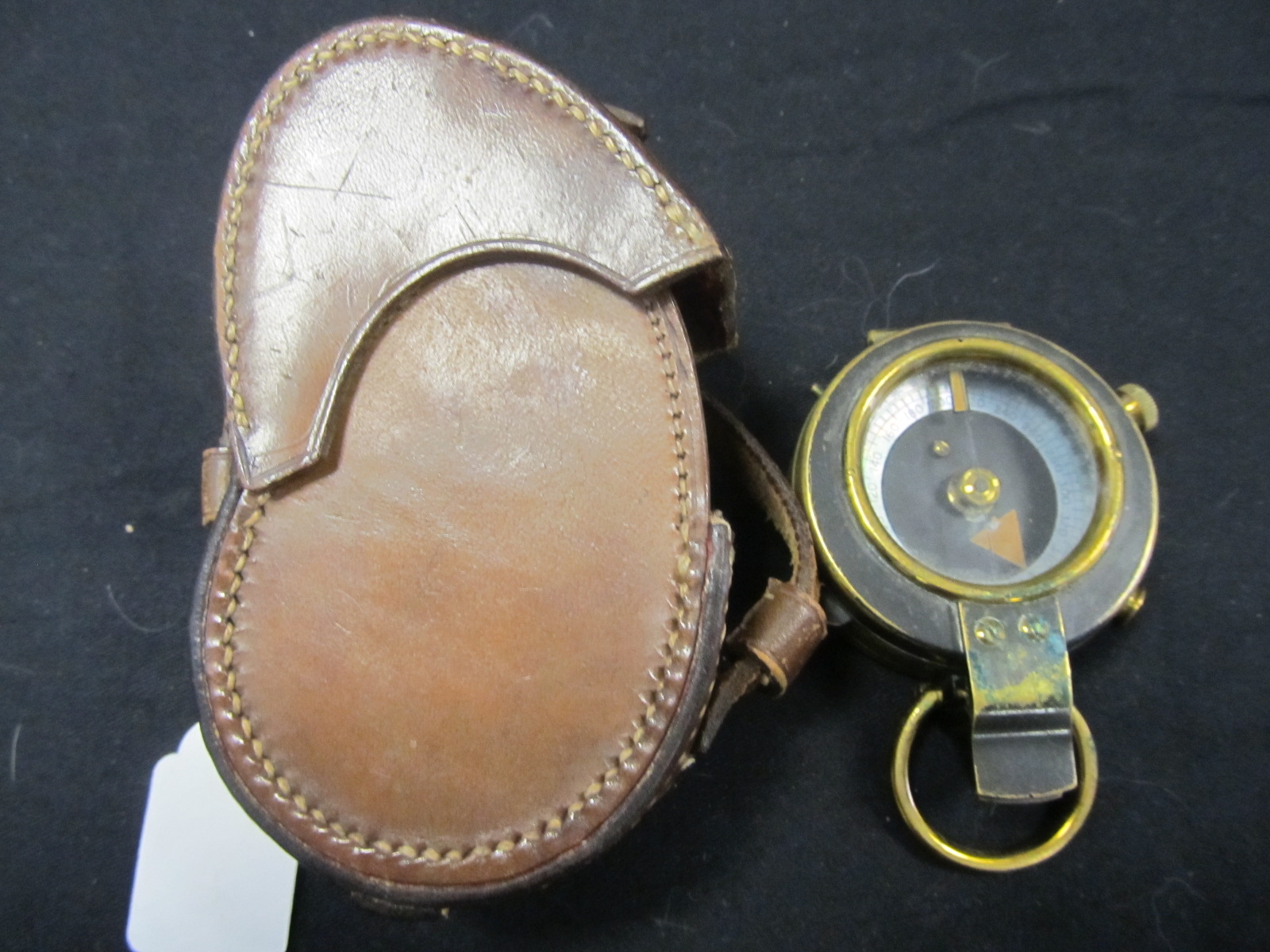 WW1 pattern officers compass, leather case named to S Waddington RE.