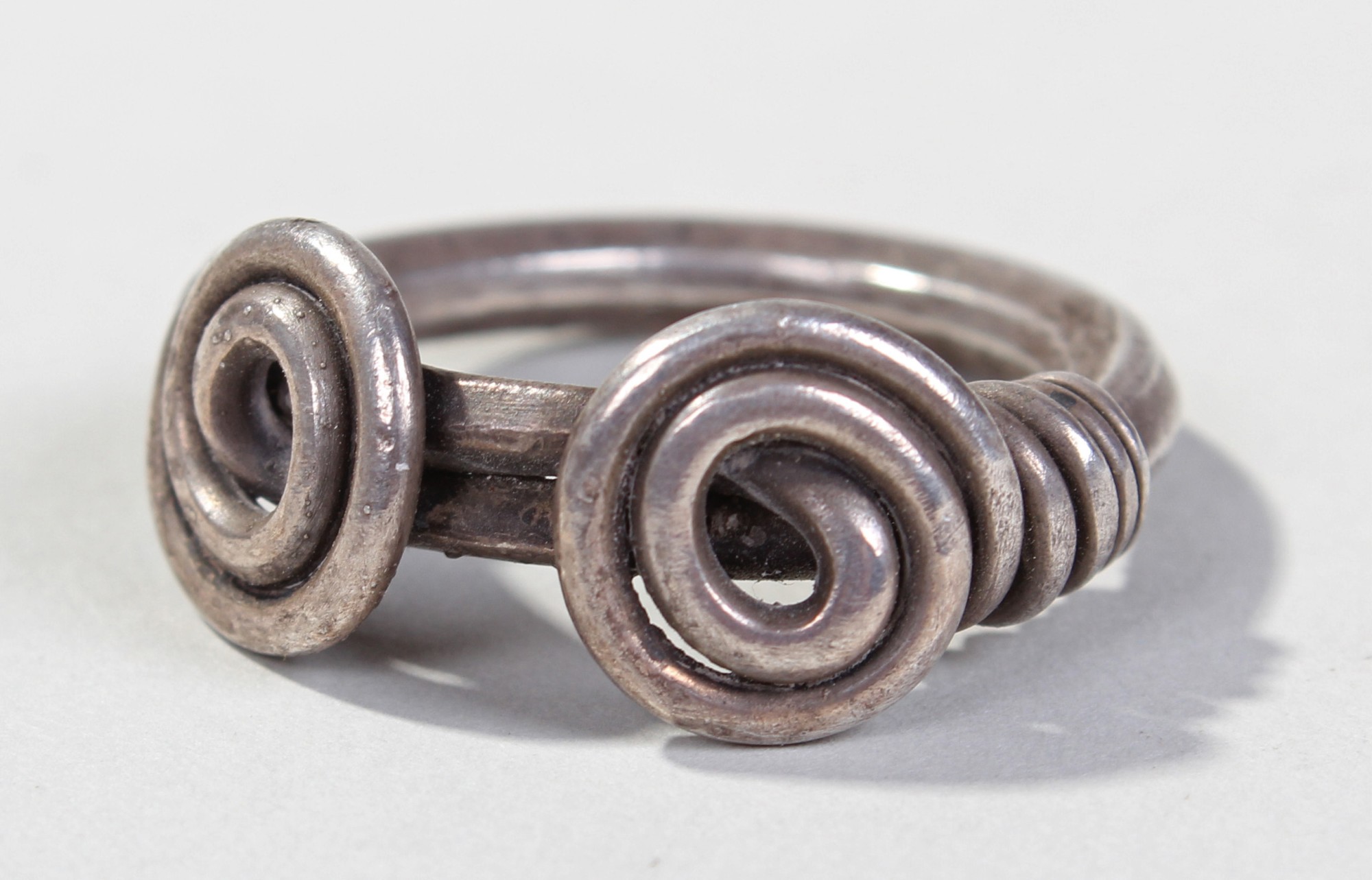 Viking silver finger or toe ring, 800-1000 A.D. wound from a single tapered rod of silver,