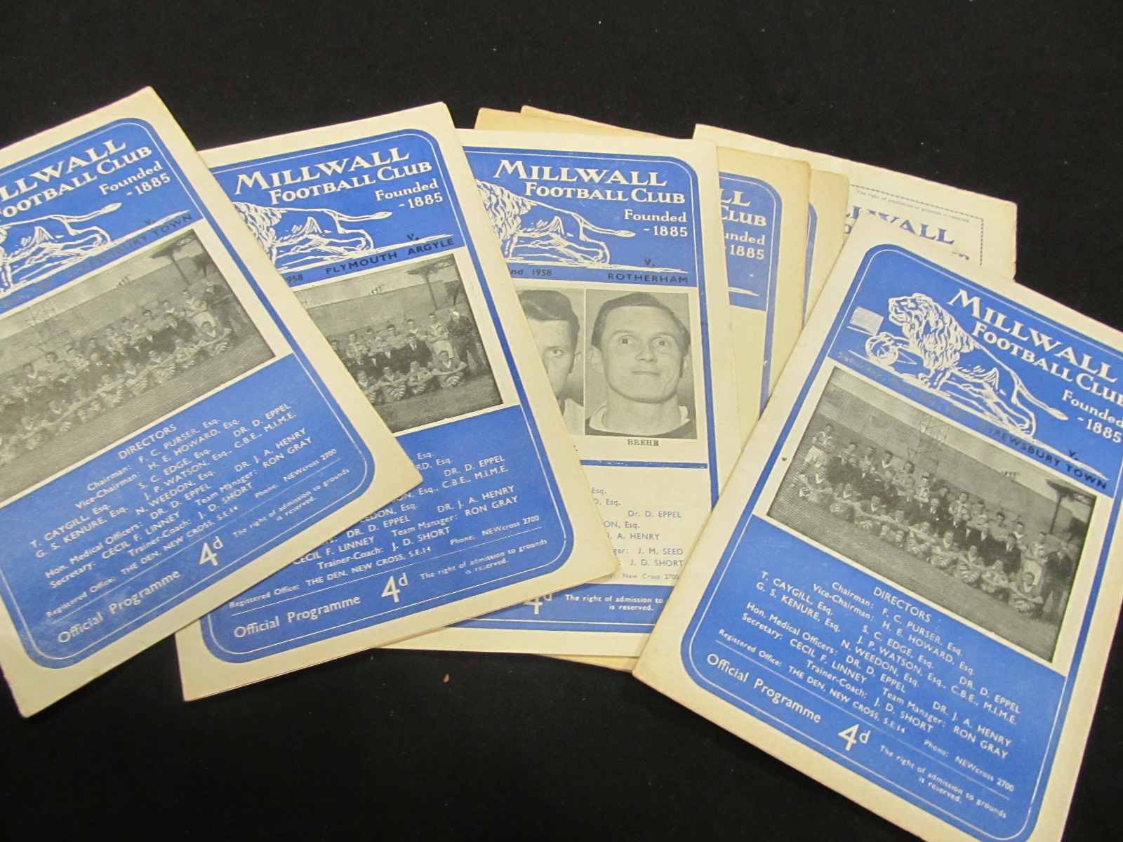 Football programmes - Millwall home games c1954/1959 (approx 22)
