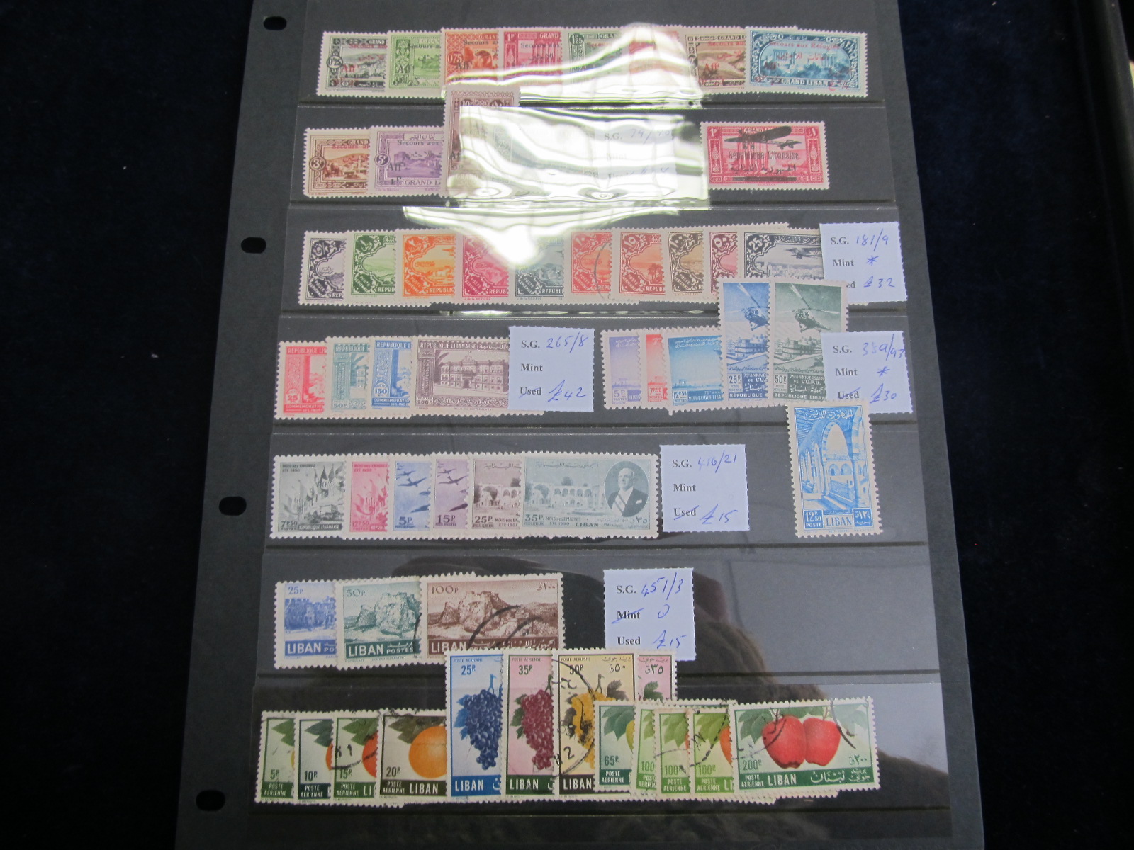 Lebanon range of mainly early mint and fine used sets on hagner pages, cat £200 approx