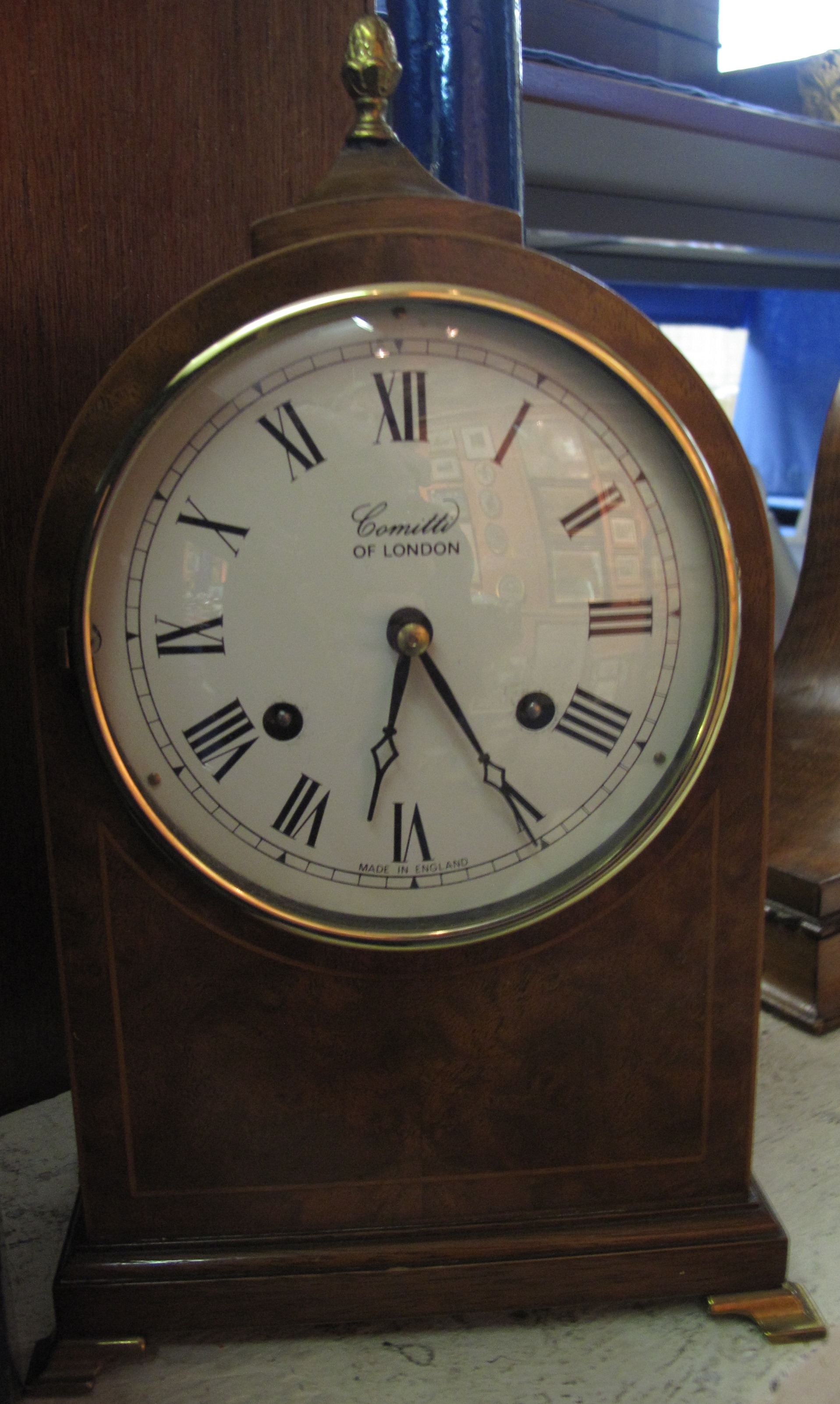 Georgian style mahogany two train bracket clock by Comitti of London.