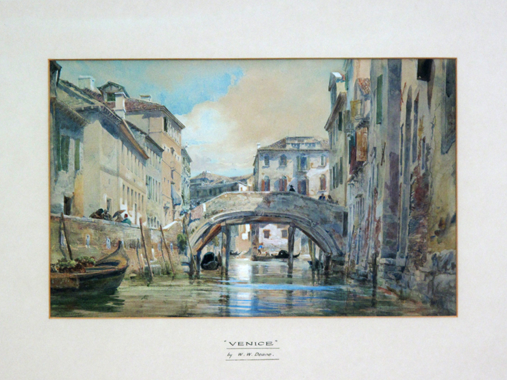 W.W. DEANE (BRITISH, LATE 19TH/EARLY 20TH CENTURY), "Venice", canal scene, watercolours. 11.5" x