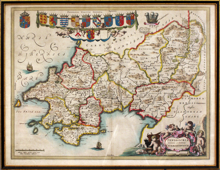 JOHN BLAEU (DUTCH, 1596-1673), "Penbrochia et Caermaridunum" (Pembrokeshire and Carmarthenshire),