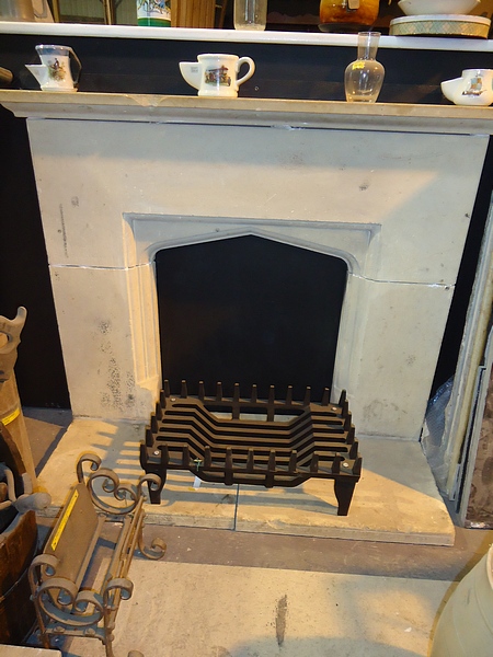 A reclaimed limestone fireplace : some slight damage to the mantlepieceSize : 1320mm (52") overall