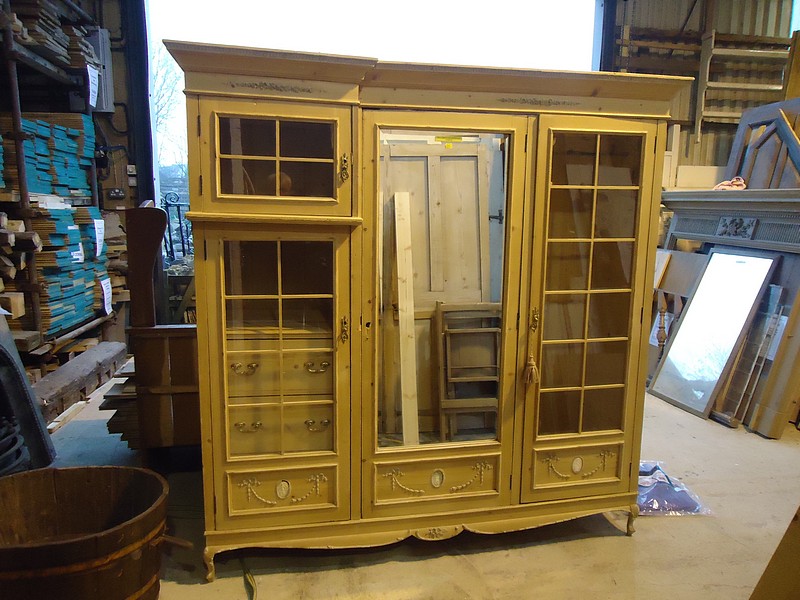 Reclaimed Pine wardrobe with mirror and an inbuilt set of drawers  1790mm (70 1/2"") wide plus 50mm