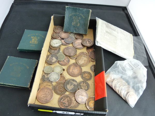 Coinage - A parcel of bronze British coinage, bronze tokens and a small parcel of mainly German bank