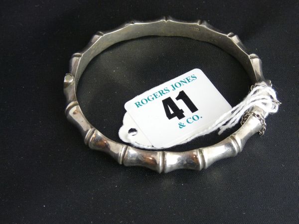 Jewellery.  A silver `bamboo` bracelet 15 grms.