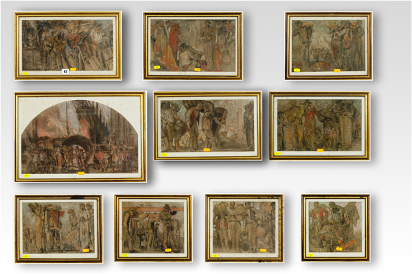 After SIR FRANK BRANGWYN a set of ten prints all depicting people at work, all signed and in sizes