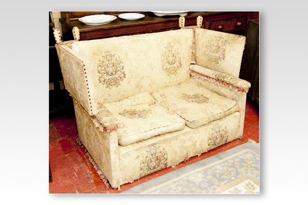 A two seater Knole settee for restoration