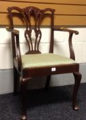 A Chippendale-style ladies mahogany elbow-chair