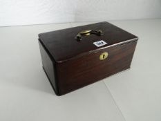 A nineteenth century mahogany cash-back with compartmented interior, brass handle and escutcheon