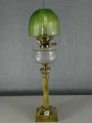 A Rippingilles Duplex No.3 patent brass oil lamp by The Albion Lamp Company having a stepped