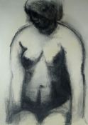 WILL ROBERTS charcoal; entitled verso `Sitting Nude`, 28.5 x 20.5 ins (72 x 51 cms), (Provenance:
