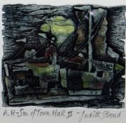 After JUDITH STROUD Artist`s Proof print; entitled `Son of Townhall II`, 4 x 4.25 ins (10 x 11 cms).