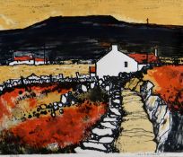 After WILF ROBERTS Limited Edition (32/50) coloured print; an Anglesey farm near Bodafon `Bwlch`,