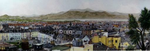 After TINA HOLLEY Artist`s Proof coloured print; entitled `Llandudno and Conwy Mountain`, 11 x 29.