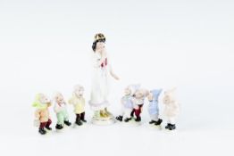 Seven late Royal Dux `Snow White and the Seven Dwarfs` figurines