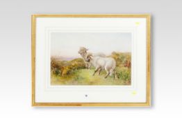 W H PIGOTT watercolour; two sheep in a landscape, signed and dated 1871, 13 x 20 ins (33 x 51 cms)