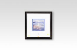 ULLAND coloured limited edition 6/295 print; sunset coastal scene, 8 x 8 ins (20 x 20 cms)