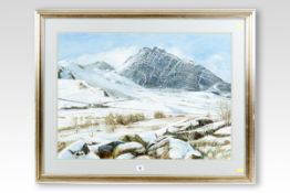 VICTOR BRAMLEY oil; `Tryfan and the Ogwen Valley under Snow`, signed, 22 x 30.5 ins (56 x 78 cms)