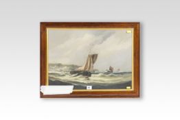 GEORGE STAINTON oil on canvas; squally shipping scene, signed, 15 x 21 ins (38 x 53 cms)