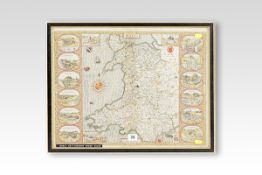 A coloured, tinted and double glazed map of the whole of Wales by JOHN SPEED, Sudbury & Humble