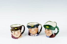 Three large Royal Doulton character jugs - `Toby Philpots`, `Sam Weller` and `Tony Weller`