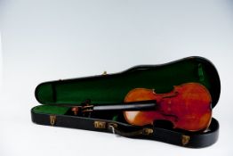 An encased violin, unstrung with no interior labelling