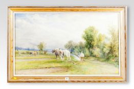 WILLIAM HENRY PIGGOTT water colour; expansive ploughing scene, signed and dated 1897, 23.5 x 39.5