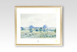 H P CLIFFORD watercolour; sheep in an expansive landscape, signed, 14 x 20 ins (36 x 51 cms)