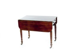 A Victorian mahogany dropleaf Pembroke tea table with end opening drawer, end blind drawer and