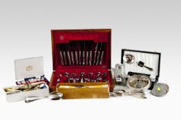 A very large parcel of boxed and unboxed mixed electroplated cutlery and other small electroplated