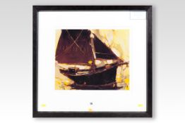 Coloured limited edition 12/295 print; a yacht, indistinctly signed, 12.5 x 16 ins (32 x 41 cms)