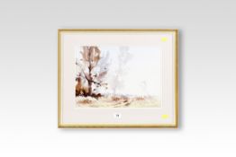 JAMES LONGUEVILLE watercolour; winter woodland scene, signed and with artist`s address and title