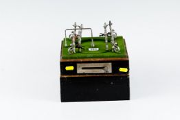 A French mechanical horse racing carousel - `System Brevete SGDG` with cover, 8.5 x 8.5 ins (22 x 22