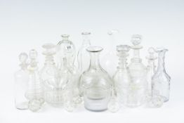 A parcel of mixed decanters, carafes and bowls