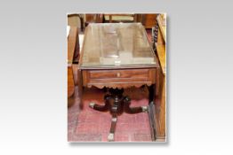 A 19th Century mahogany dropleaf sofa table having an opening end drawer, a blind end drawer and